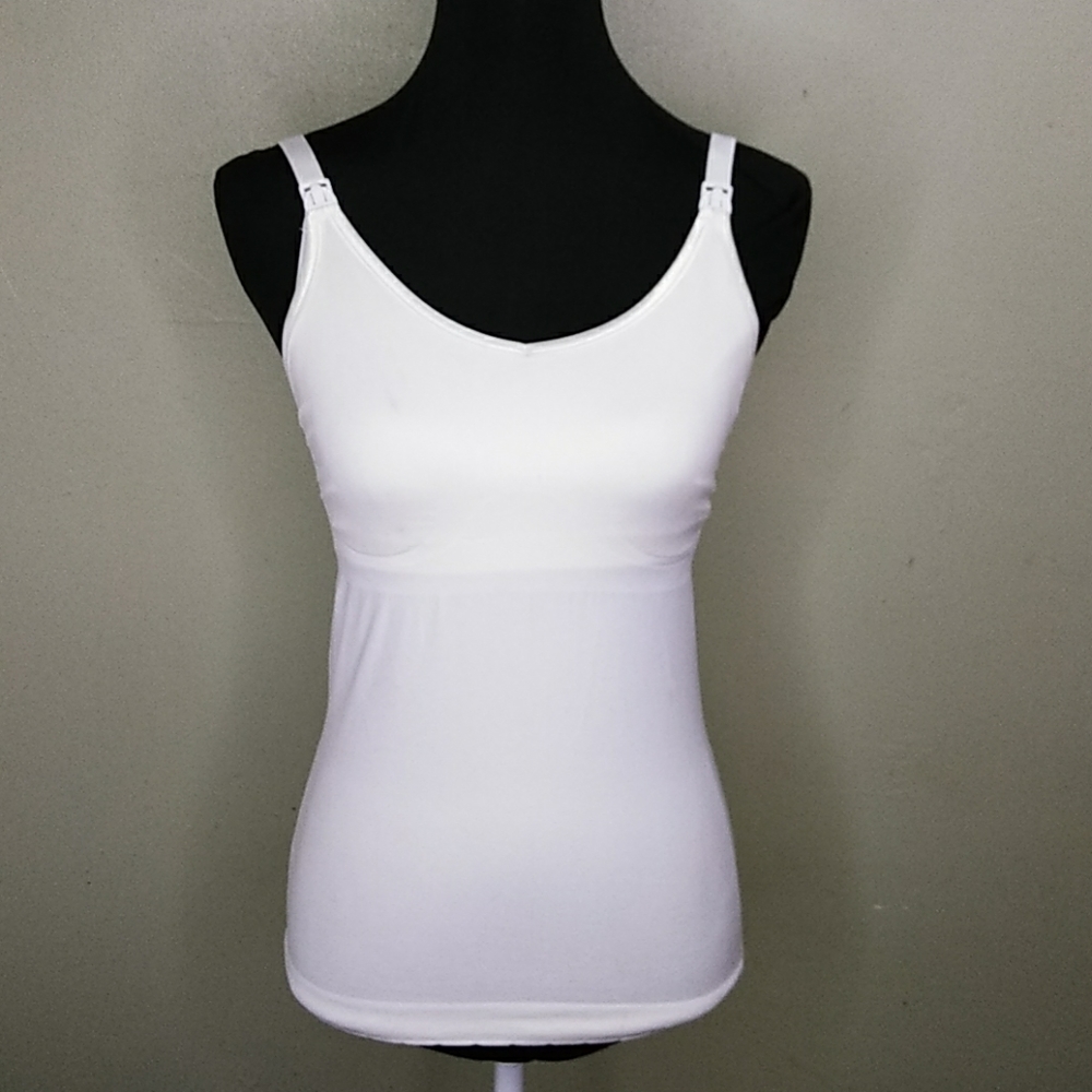 😻 4/$25 Basics Fitted White Cami with Built-in Bra S NWOT